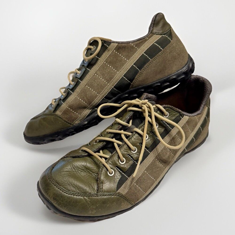 EUC Tsubo US Women 11 Men 9 Olive Leather Driving Shoes Athleisure NO Insoles